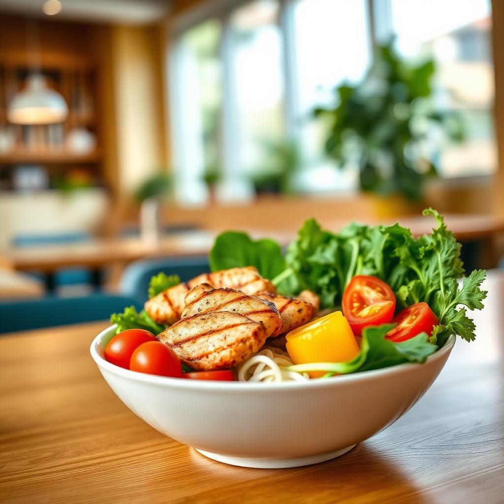 Frisch zubereitete Mittagsbowl aus der Halle 39